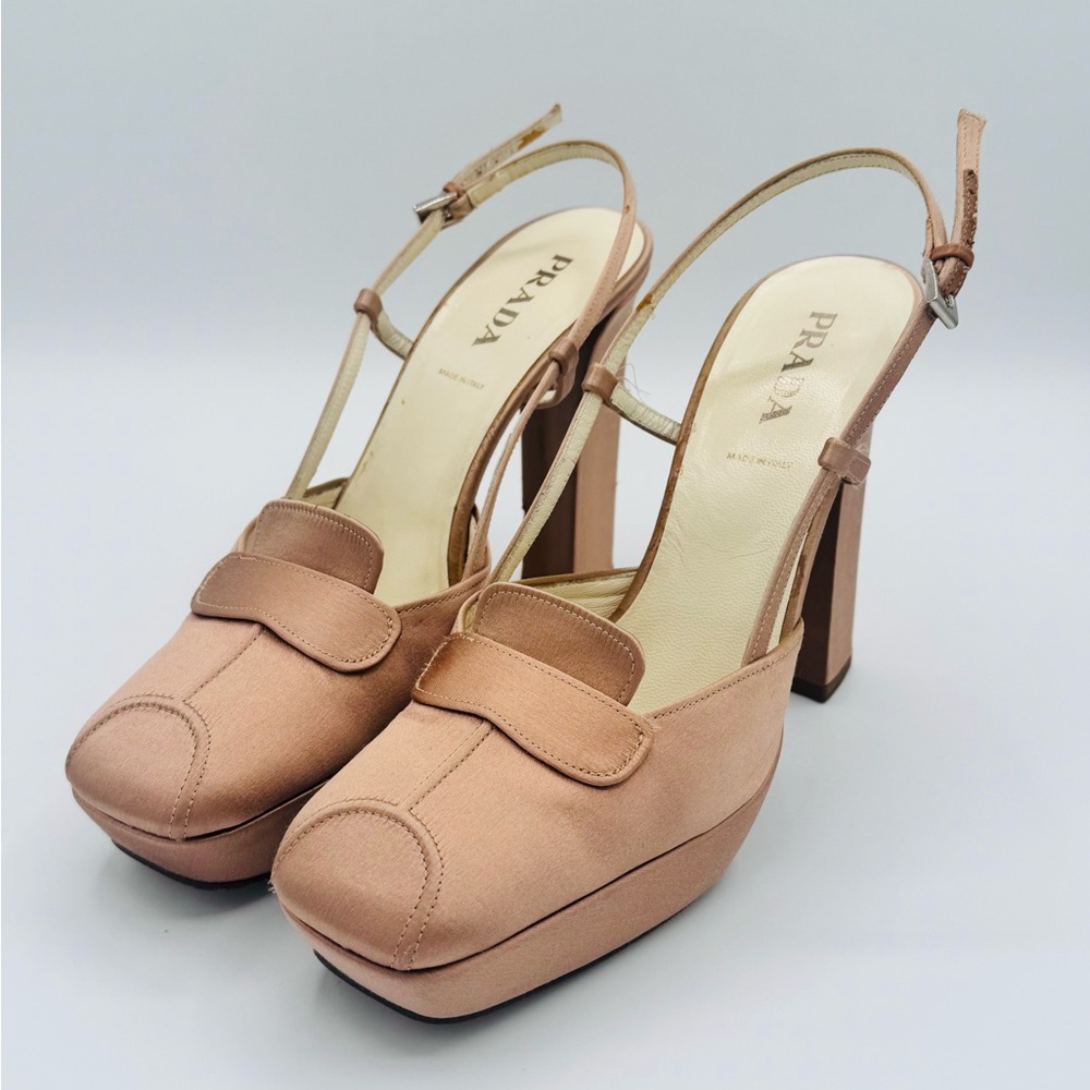 Prada Pink Platform Slingback Shoes